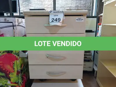 LOTE 249 - 02 GAVETEIROS COM 04 GAVETAS CADA. (NO ESTADO) ATENÇÃO! FAZER A VISITAÇÃO ANTES DE ARREMATAR, NÃO SABEMOS SE FUNCIONA. LEILÃO NÃO TEM GARANTIA E NEM DEVOLUÇÃO, SUJEITO A POSSÍVEIS AVARIAS VISÍVEIS/OCULTAS E/OU AUSÊNCIA DE COMPONENTES.