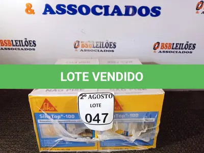 LOTE 047 - 04 CAIXAS SIKATOP-100 REVESTIMENTO IMPERMEABILIZANTE SEMI-FLEXIVEL DE 4KG CADA. (NO ESTADO) ATENÇÃO! FAZER A VISITAÇÃO ANTES DE ARREMATAR, NÃO SABEMOS SE FUNCIONA. LEILÃO NÃO TEM GARANTIA E NEM DEVOLUÇÃO, SUJEITO A POSSÍVEIS AVARIAS VISÍVEIS/OCULTAS E/OU AUSÊNCIA DE COMPONENTES.