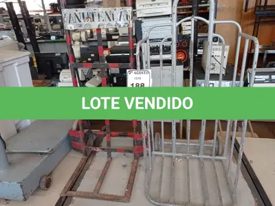 LOTE 188 - 02 CARRINHOS PARA TRANSPORTE DE FERRO. (NO ESTADO) ATENÇÃO! FAZER A VISITAÇÃO ANTES DE ARREMATAR, NÃO SABEMOS SE FUNCIONA. LEILÃO NÃO TEM GARANTIA E NEM DEVOLUÇÃO, SUJEITO A POSSÍVEIS AVARIAS VISÍVEIS/OCULTAS E/OU AUSÊNCIA DE COMPONENTES.