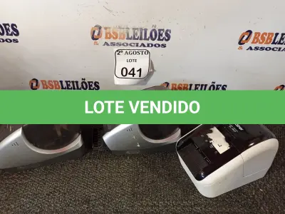 LOTE 041 - 03 IMPRESSORAS DE ETIQUETAS MARCA BROTHER DE MODELOS DIVERSOS 110V. (NO ESTADO) ATENÇÃO! FAZER A VISITAÇÃO ANTES DE ARREMATAR, NÃO SABEMOS SE FUNCIONA. LEILÃO NÃO TEM GARANTIA E NEM DEVOLUÇÃO, SUJEITO A POSSÍVEIS AVARIAS VISÍVEIS/OCULTAS E/OU AUSÊNCIA DE COMPONENTES.