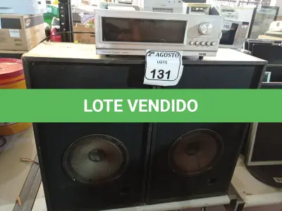 LOTE 131 - 01 APARELHO DE SOM MARCA POLYVOX MODELO TP300 E 22 CAIXAS DE SOM. (NO ESTADO) ATENÇÃO! FAZER A VISITAÇÃO ANTES DE ARREMATAR, NÃO SABEMOS SE FUNCIONA. LEILÃO NÃO TEM GARANTIA E NEM DEVOLUÇÃO, SUJEITO A POSSÍVEIS AVARIAS VISÍVEIS/OCULTAS E/OU AUSÊNCIA DE COMPONENTES.