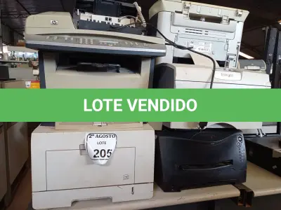 LOTE 205 - 09 IMPRESSORAS MARCAS E MODELOS DIVERSOS E 01 APARELHO DE FAX. (NO ESTADO) ATENÇÃO! FAZER A VISITAÇÃO ANTES DE ARREMATAR, NÃO SABEMOS SE FUNCIONA. LEILÃO NÃO TEM GARANTIA E NEM DEVOLUÇÃO, SUJEITO A POSSÍVEIS AVARIAS VISÍVEIS/OCULTAS E/OU AUSÊNCIA DE COMPONENTES.