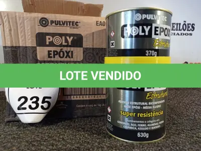 LOTE 235 - 04 ADESIVOS POLYEPOX 630G CADA. (NO ESTADO) ATENÇÃO! FAZER A VISITAÇÃO ANTES DE ARREMATAR, NÃO SABEMOS SE FUNCIONA. LEILÃO NÃO TEM GARANTIA E NEM DEVOLUÇÃO, SUJEITO A POSSÍVEIS AVARIAS VISÍVEIS/OCULTAS E/OU AUSÊNCIA DE COMPONENTES.