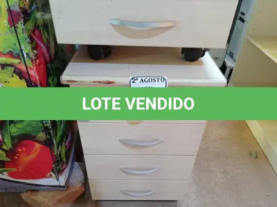 LOTE 249 - 02 GAVETEIROS COM 04 GAVETAS CADA. (NO ESTADO) ATENÇÃO! FAZER A VISITAÇÃO ANTES DE ARREMATAR, NÃO SABEMOS SE FUNCIONA. LEILÃO NÃO TEM GARANTIA E NEM DEVOLUÇÃO, SUJEITO A POSSÍVEIS AVARIAS VISÍVEIS/OCULTAS E/OU AUSÊNCIA DE COMPONENTES.