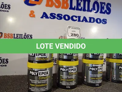 LOTE 280 - 04 ADESIVOS POLYEPOX 630G CADA. (NO ESTADO) ATENÇÃO! FAZER A VISITAÇÃO ANTES DE ARREMATAR, NÃO SABEMOS SE FUNCIONA. LEILÃO NÃO TEM GARANTIA E NEM DEVOLUÇÃO, SUJEITO A POSSÍVEIS AVARIAS VISÍVEIS/OCULTAS E/OU AUSÊNCIA DE COMPONENTES.