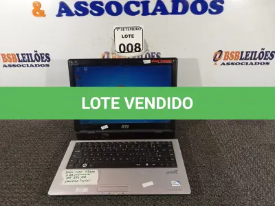 LOTE 008 - 01 NOTEBOOK SEM FONTE, MARCA STI. (NO ESTADO) ATENÇÃO! FAZER A VISITAÇÃO ANTES DE ARREMATAR, NÃO SABEMOS SE FUNCIONA. LEILÃO NÃO TEM GARANTIA E NEM DEVOLUÇÃO, SUJEITO A POSSÍVEIS AVARIAS VISÍVEIS/OCULTAS E/OU AUSÊNCIA DE COMPONENTES.