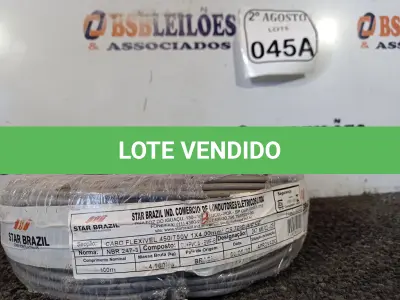 LOTE 045 - 01 ROLO DE FIO FLEXÍVEL 1X4,00MM NA COR CINZA. (NO ESTADO) ATENÇÃO! FAZER A VISITAÇÃO ANTES DE ARREMATAR, NÃO SABEMOS SE FUNCIONA. LEILÃO NÃO TEM GARANTIA E NEM DEVOLUÇÃO, SUJEITO A POSSÍVEIS AVARIAS VISÍVEIS/OCULTAS E/OU AUSÊNCIA DE COMPONENTES.