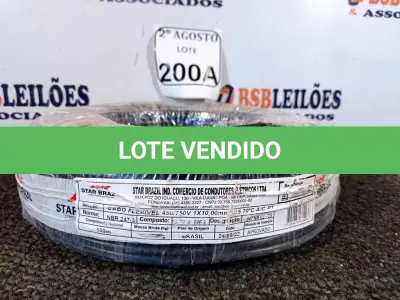 LOTE 200 - 01 ROLO DE FIO FLEXÍVEL 1X10,00MM NA COR PRETA. (NO ESTADO) ATENÇÃO! FAZER A VISITAÇÃO ANTES DE ARREMATAR, NÃO SABEMOS SE FUNCIONA. LEILÃO NÃO TEM GARANTIA E NEM DEVOLUÇÃO, SUJEITO A POSSÍVEIS AVARIAS VISÍVEIS/OCULTAS E/OU AUSÊNCIA DE COMPONENTES.
