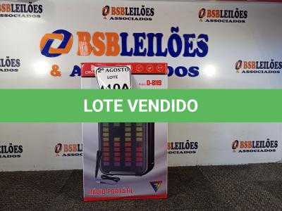 LOTE 110 - 01 RADIO PORTÁTIL RGB COM BLUETOOTH. (NO ESTADO) ATENÇÃO! FAZER A VISITAÇÃO ANTES DE ARREMATAR, NÃO SABEMOS SE FUNCIONA. LEILÃO NÃO TEM GARANTIA E NEM DEVOLUÇÃO, SUJEITO A POSSÍVEIS AVARIAS VISÍVEIS/OCULTAS E/OU AUSÊNCIA DE COMPONENTES.