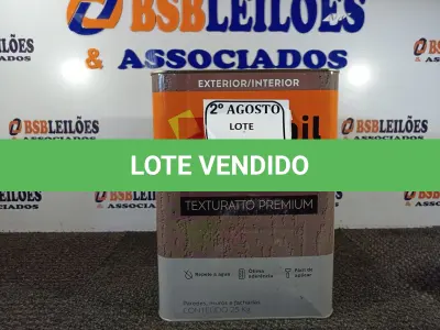 LOTE 150 - 01 LATA DE TINTA TEXTURATTO PREMIUM EFEITO RÚSTICO INTERIOR/EXTERIOR SUVINIL 25KG. (NO ESTADO) ATENÇÃO! FAZER A VISITAÇÃO ANTES DE ARREMATAR, NÃO SABEMOS SE FUNCIONA. LEILÃO NÃO TEM GARANTIA E NEM DEVOLUÇÃO, SUJEITO A POSSÍVEIS AVARIAS VISÍVEIS/OCULTAS E/OU AUSÊNCIA DE COMPONENTES.