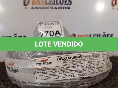 LOTE 270 - 01 ROLO DE FIO FLEXÍVEL 1X4,00MM NA COR CINZA. (NO ESTADO) ATENÇÃO! FAZER A VISITAÇÃO ANTES DE ARREMATAR, NÃO SABEMOS SE FUNCIONA. LEILÃO NÃO TEM GARANTIA E NEM DEVOLUÇÃO, SUJEITO A POSSÍVEIS AVARIAS VISÍVEIS/OCULTAS E/OU AUSÊNCIA DE COMPONENTES.