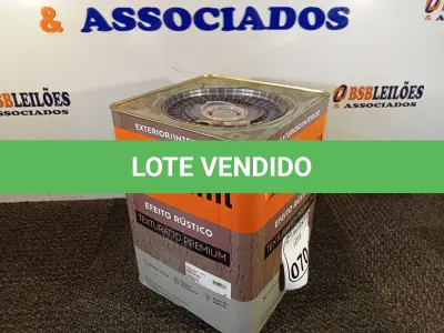 LOTE 070 - 01 LATA DE TINTA TEXTURATTO PREMIUM EFEITO RÚSTICO INTERIOR/EXTERIOR SUVINIL 25KG.. (NO ESTADO) ATENÇÃO! FAZER A VISITAÇÃO ANTES DE ARREMATAR, NÃO SABEMOS SE FUNCIONA. LEILÃO NÃO TEM GARANTIA E NEM DEVOLUÇÃO, SUJEITO A POSSÍVEIS AVARIAS VISÍVEIS/OCULTAS E/OU AUSÊNCIA DE COMPONENTES.