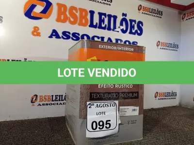 LOTE 095 - 01 LATA DE TINTA TEXTURATTO PREMIUM EFEITO RÚSTICO INTERIOR/EXTERIOR SUVINIL 25KG. (NO ESTADO) ATENÇÃO! FAZER A VISITAÇÃO ANTES DE ARREMATAR, NÃO SABEMOS SE FUNCIONA. LEILÃO NÃO TEM GARANTIA E NEM DEVOLUÇÃO, SUJEITO A POSSÍVEIS AVARIAS VISÍVEIS/OCULTAS E/OU AUSÊNCIA DE COMPONENTES.