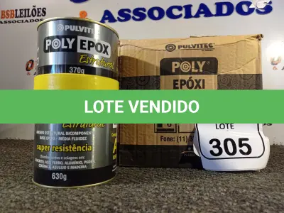 LOTE 305 - 04 ADESIVOS POLYEPOX 630G CADA. (NO ESTADO) ATENÇÃO! FAZER A VISITAÇÃO ANTES DE ARREMATAR, NÃO SABEMOS SE FUNCIONA. LEILÃO NÃO TEM GARANTIA E NEM DEVOLUÇÃO, SUJEITO A POSSÍVEIS AVARIAS VISÍVEIS/OCULTAS E/OU AUSÊNCIA DE COMPONENTES.