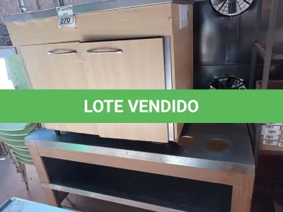 LOTE 270 - 02 ARMÁRIOS COM TAMPA E 01 MESA. (NO ESTADO) ATENÇÃO! FAZER A VISITAÇÃO ANTES DE ARREMATAR, NÃO SABEMOS SE FUNCIONA. LEILÃO NÃO TEM GARANTIA E NEM DEVOLUÇÃO, SUJEITO A POSSÍVEIS AVARIAS VISÍVEIS/OCULTAS E/OU AUSÊNCIA DE COMPONENTES.