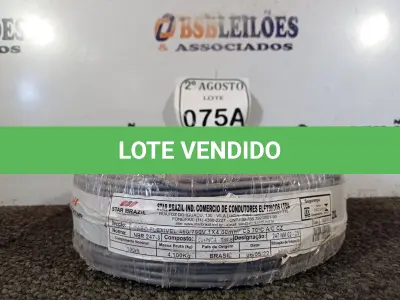 LOTE 075 - 01 ROLO DE FIO FLEXÍVEL 1X4,00MM NA COR CINZA. (NO ESTADO) ATENÇÃO! FAZER A VISITAÇÃO ANTES DE ARREMATAR, NÃO SABEMOS SE FUNCIONA. LEILÃO NÃO TEM GARANTIA E NEM DEVOLUÇÃO, SUJEITO A POSSÍVEIS AVARIAS VISÍVEIS/OCULTAS E/OU AUSÊNCIA DE COMPONENTES.