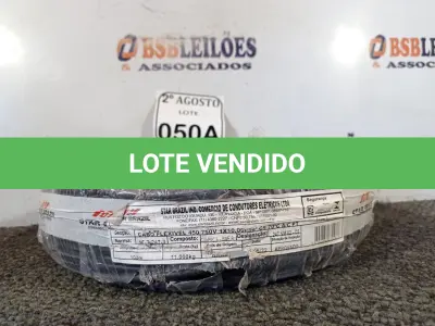 LOTE 050 - 01 ROLO DE FIO FLEXÍVEL 1X10,00MM NA COR PRETA. (NO ESTADO) ATENÇÃO! FAZER A VISITAÇÃO ANTES DE ARREMATAR, NÃO SABEMOS SE FUNCIONA. LEILÃO NÃO TEM GARANTIA E NEM DEVOLUÇÃO, SUJEITO A POSSÍVEIS AVARIAS VISÍVEIS/OCULTAS E/OU AUSÊNCIA DE COMPONENTES.