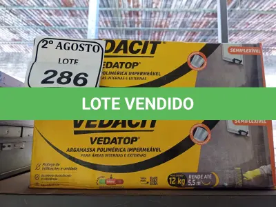 LOTE 286 - 02 VEDACIT ARGAMASSA POLIMÉRICA IMPERMEÁVEL 12KGS CADA. (NO ESTADO) ATENÇÃO! FAZER A VISITAÇÃO ANTES DE ARREMATAR, NÃO SABEMOS SE FUNCIONA. LEILÃO NÃO TEM GARANTIA E NEM DEVOLUÇÃO, SUJEITO A POSSÍVEIS AVARIAS VISÍVEIS/OCULTAS E/OU AUSÊNCIA DE COMPONENTES.