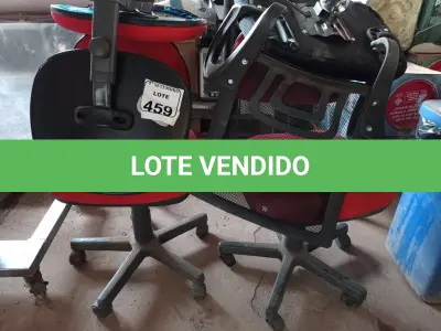 LOTE 459 - 04 CADEIRAS PARA ESCRITÓRIO COM AVARIAS. (NO ESTADO) ATENÇÃO! FAZER A VISITAÇÃO ANTES DE ARREMATAR, NÃO SABEMOS SE FUNCIONA. LEILÃO NÃO TEM GARANTIA E NEM DEVOLUÇÃO, SUJEITO A POSSÍVEIS AVARIAS VISÍVEIS/OCULTAS E/OU AUSÊNCIA DE COMPONENTES.
