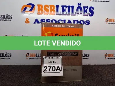 LOTE 270 - 01 LATA DE TINTA TEXTURATTO PREMIUM EFEITO RÚSTICO INTERIOR/EXTERIOR SUVINIL 25KG. (NO ESTADO) ATENÇÃO! FAZER A VISITAÇÃO ANTES DE ARREMATAR, NÃO SABEMOS SE FUNCIONA. LEILÃO NÃO TEM GARANTIA E NEM DEVOLUÇÃO, SUJEITO A POSSÍVEIS AVARIAS VISÍVEIS/OCULTAS E/OU AUSÊNCIA DE COMPONENTES.