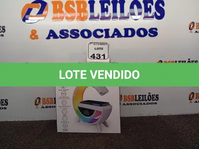 LOTE 431 - 01 LED WIRELESS CHARGING SPEAKER MODELO BT-3401 (NOVO) (NO ESTADO) ATENÇÃO! FAZER A VISITAÇÃO ANTES DE ARREMATAR, NÃO SABEMOS SE FUNCIONA. LEILÃO NÃO TEM GARANTIA E NEM DEVOLUÇÃO, SUJEITO A POSSÍVEIS AVARIAS VISÍVEIS/OCULTAS E/OU AUSÊNCIA DE COMPONENTES.