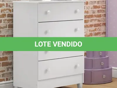 LOTE 080 - 01 - CÔMODA 4 GAVETAS ARIEL CAROLINA BABY (NO ESTADO, NÃO SABEMOS SE FUNCIONA. LEILÃO NÃO TEM GARANTIA E NEM DEVOLUÇÃO, SUJEITO A POSSÍVEIS AVARIAS VISÍVEIS/OCULTAS E/OU AUSÊNCIA DE COMPONENTES)