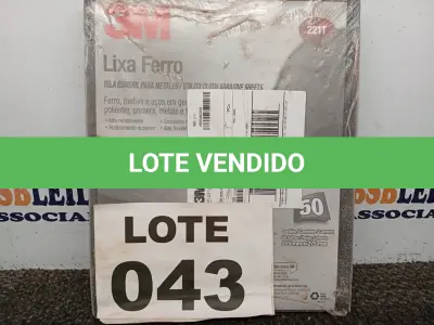 LOTE 043 - 50 - FOLHAS LIXA FERRO 221T GRÃO P100 225X275MM (NO ESTADO, NÃO SABEMOS SE FUNCIONA. LEILÃO NÃO TEM GARANTIA E NEM DEVOLUÇÃO, SUJEITO A POSSÍVEIS AVARIAS VISÍVEIS/OCULTAS E/OU AUSÊNCIA DE COMPONENTES)
