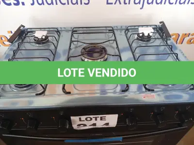 LOTE 214 - 01 - FOGÃO 5 BOCAS PRETO COM MESA INOX ATLAS MÔNACO PLUS BIVOLT (NO ESTADO, NÃO SABEMOS SE FUNCIONA. LEILÃO NÃO TEM GARANTIA E NEM DEVOLUÇÃO, SUJEITO A POSSÍVEIS AVARIAS VISÍVEIS/OCULTAS E/OU AUSÊNCIA DE COMPONENTES)