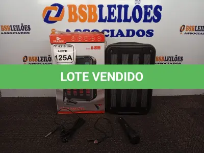 LOTE 125 - 01 RÁDIO PORTÁTIL COM BLUETOOTH É 01 MICROFONE. (NOVO) (NO ESTADO) ATENÇÃO! FAZER A VISITAÇÃO ANTES DE ARREMATAR, NÃO SABEMOS SE FUNCIONA. LEILÃO NÃO TEM GARANTIA E NEM DEVOLUÇÃO, SUJEITO A POSSÍVEIS AVARIAS VISÍVEIS/OCULTAS E/OU AUSÊNCIA DE COMPONENTES. 