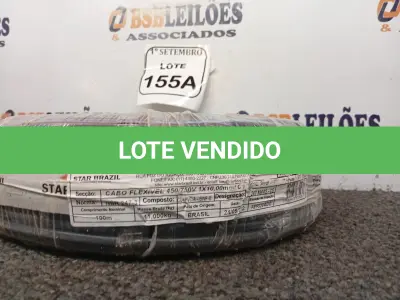 LOTE 155 - 01 ROLO DE FIO FLEXÍVEL 1X10,00MM NA COR PRETA(NOVO). (NO ESTADO) ATENÇÃO! FAZER A VISITAÇÃO ANTES DE ARREMATAR, NÃO SABEMOS SE FUNCIONA. LEILÃO NÃO TEM GARANTIA E NEM DEVOLUÇÃO, SUJEITO A POSSÍVEIS AVARIAS VISÍVEIS/OCULTAS E/OU AUSÊNCIA DE COMPONENTES.