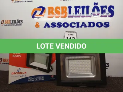 LOTE 112 - 01 REFLETOR DECORLED SUPERLED 220V 100W LUZ BRANCA - DECORLUX NOVO. (NO ESTADO) ATENÇÃO! FAZER A VISITAÇÃO ANTES DE ARREMATAR, NÃO SABEMOS SE FUNCIONA. LEILÃO NÃO TEM GARANTIA E NEM DEVOLUÇÃO, SUJEITO A POSSÍVEIS AVARIAS VISÍVEIS/OCULTAS E/OU AUSÊNCIA DE COMPONENTES.