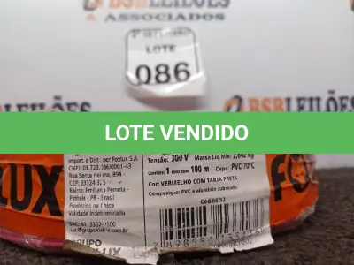 LOTE 086 - 01 ROLO FIO BICOLOR 1,5MM 2X14 100 MT FOXLUX/FAMASTIL (NO ESTADO) ATENÇÃO! FAZER A VISITAÇÃO ANTES DE ARREMATAR, NÃO SABEMOS SE FUNCIONA. LEILÃO NÃO TEM GARANTIA E NEM DEVOLUÇÃO, SUJEITO A POSSÍVEIS AVARIAS VISÍVEIS/OCULTAS E/OU AUSÊNCIA DE COMPONENTES.
