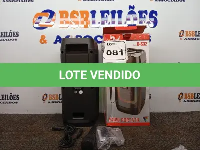 LOTE 081 - 01 – RÁDIO PORTÁTIL COM BLUETOOTH MARCA GRASEP MODELO D-S32 COM MICROFONE E CONTROLE.(NOVO) (NO ESTADO, NÃO SABEMOS SE FUNCIONA. LEILÃO NÃO TEM GARANTIA E NEM DEVOLUÇÃO, SUJEITO A POSSÍVEIS AVARIAS VISÍVEIS/OCULTAS E/OU AUSÊNCIA DE COMPONENTES)
