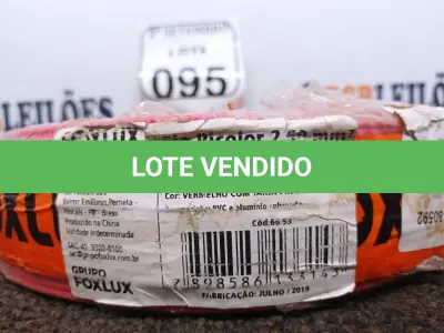 LOTE 095 - 01 ROLO FIO BICOLOR 2,5MM 2X12 100 MT FOXLUX/FAMASTIL. (NO ESTADO) ATENÇÃO! FAZER A VISITAÇÃO ANTES DE ARREMATAR, NÃO SABEMOS SE FUNCIONA. LEILÃO NÃO TEM GARANTIA E NEM DEVOLUÇÃO, SUJEITO A POSSÍVEIS AVARIAS VISÍVEIS/OCULTAS E/OU AUSÊNCIA DE COMPONENTES.