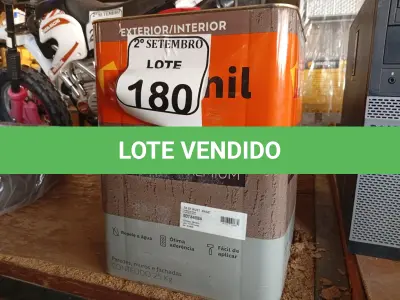 LOTE 180 - 01 LATA DE TINTA SUVINIL EFEITO RUSTICO TEXTURIZADO PRETO 25KG. (NO ESTADO) ATENÇÃO! FAZER A VISITAÇÃO ANTES DE ARREMATAR, NÃO SABEMOS SE FUNCIONA. LEILÃO NÃO TEM GARANTIA E NEM DEVOLUÇÃO, SUJEITO A POSSÍVEIS AVARIAS VISÍVEIS/OCULTAS E/OU AUSÊNCIA DE COMPONENTES.