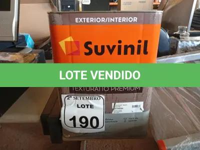 LOTE 190 - 01 LATA DE TINTA SUVINIL EFEITO RUSTICO TEXTURIZADO PRETO 25KG. (NO ESTADO) ATENÇÃO! FAZER A VISITAÇÃO ANTES DE ARREMATAR, NÃO SABEMOS SE FUNCIONA. LEILÃO NÃO TEM GARANTIA E NEM DEVOLUÇÃO, SUJEITO A POSSÍVEIS AVARIAS VISÍVEIS/OCULTAS E/OU AUSÊNCIA DE COMPONENTES.