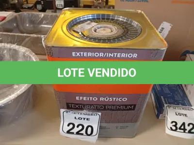 LOTE 220 - 01 LATA DE TINTA SUVINIL EFEITO RUSTICO TEXTURIZADO PRETO 25KG. (NO ESTADO) ATENÇÃO! FAZER A VISITAÇÃO ANTES DE ARREMATAR, NÃO SABEMOS SE FUNCIONA. LEILÃO NÃO TEM GARANTIA E NEM DEVOLUÇÃO, SUJEITO A POSSÍVEIS AVARIAS VISÍVEIS/OCULTAS E/OU AUSÊNCIA DE COMPONENTES.