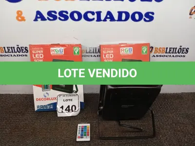 LOTE 140 - 02 REFLETORES DECORLED SUPERLED 220V 50W RGB PT – DECORLUX NOVO. (NO ESTADO) ATENÇÃO! FAZER A VISITAÇÃO ANTES DE ARREMATAR, NÃO SABEMOS SE FUNCIONA. LEILÃO NÃO TEM GARANTIA E NEM DEVOLUÇÃO, SUJEITO A POSSÍVEIS AVARIAS VISÍVEIS/OCULTAS E/OU AUSÊNCIA DE COMPONENTES.