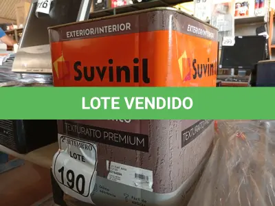LOTE 190 - 01 LATA DE TINTA SUVINIL EFEITO RUSTICO TEXTURIZADO PRETO 25KG. (NO ESTADO) ATENÇÃO! FAZER A VISITAÇÃO ANTES DE ARREMATAR, NÃO SABEMOS SE FUNCIONA. LEILÃO NÃO TEM GARANTIA E NEM DEVOLUÇÃO, SUJEITO A POSSÍVEIS AVARIAS VISÍVEIS/OCULTAS E/OU AUSÊNCIA DE COMPONENTES.