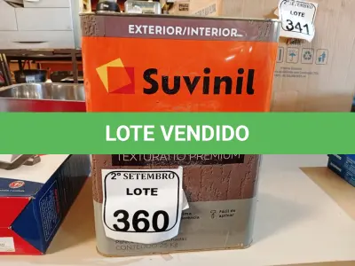 LOTE 360 - 01 LATA DE TINTA SUVINIL EFEITO RUSTICO TEXTURIZADO PRETO 25KG. (NO ESTADO) ATENÇÃO! FAZER A VISITAÇÃO ANTES DE ARREMATAR, NÃO SABEMOS SE FUNCIONA. LEILÃO NÃO TEM GARANTIA E NEM DEVOLUÇÃO, SUJEITO A POSSÍVEIS AVARIAS VISÍVEIS/OCULTAS E/OU AUSÊNCIA DE COMPONENTES.
