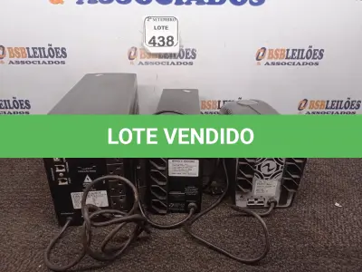 LOTE 438 - 03 NOBREAKS MARCAS E MODELOS DIVERSOS P/ RETIRADA DE PEÇAS. (NO ESTADO) ATENÇÃO! FAZER A VISITAÇÃO ANTES DE ARREMATAR, NÃO SABEMOS SE FUNCIONA. LEILÃO NÃO TEM GARANTIA E NEM DEVOLUÇÃO, SUJEITO A POSSÍVEIS AVARIAS VISÍVEIS/OCULTAS E/OU AUSÊNCIA DE COMPONENTES.