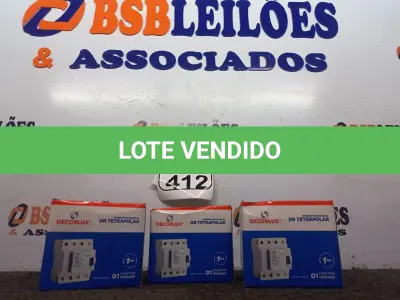 LOTE 412 - 03 CAIXAS DE INTERRUPTOR DECORLUX RESIDUAL DR TETRAPOLAR, CONTÉM 01 UNIDADE EM CADA CAIXA. (NO ESTADO) ATENÇÃO! FAZER A VISITAÇÃO ANTES DE ARREMATAR, NÃO SABEMOS SE FUNCIONA. LEILÃO NÃO TEM GARANTIA E NEM DEVOLUÇÃO, SUJEITO A POSSÍVEIS AVARIAS VISÍVEIS/OCULTAS E/OU AUSÊNCIA DE COMPONENTES.