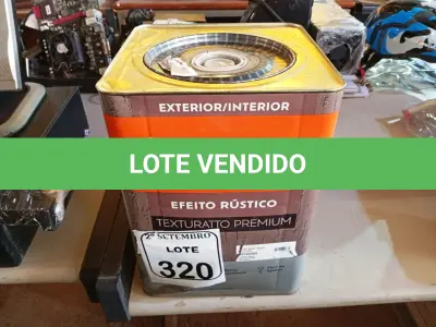 LOTE 320 - 01 LATA DE TINTA SUVINIL EFEITO RUSTICO TEXTURIZADO PRETO 25KG. (NO ESTADO) ATENÇÃO! FAZER A VISITAÇÃO ANTES DE ARREMATAR, NÃO SABEMOS SE FUNCIONA. LEILÃO NÃO TEM GARANTIA E NEM DEVOLUÇÃO, SUJEITO A POSSÍVEIS AVARIAS VISÍVEIS/OCULTAS E/OU AUSÊNCIA DE COMPONENTES.