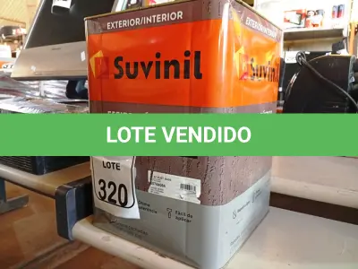 LOTE 320 - 01 LATA DE TINTA SUVINIL EFEITO RUSTICO TEXTURIZADO PRETO 25KG. (NO ESTADO) ATENÇÃO! FAZER A VISITAÇÃO ANTES DE ARREMATAR, NÃO SABEMOS SE FUNCIONA. LEILÃO NÃO TEM GARANTIA E NEM DEVOLUÇÃO, SUJEITO A POSSÍVEIS AVARIAS VISÍVEIS/OCULTAS E/OU AUSÊNCIA DE COMPONENTES.