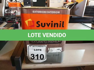 LOTE 310 - 01 LATA DE TINTA SUVINIL EFEITO RUSTICO TEXTURIZADO PRETO 25KG. (NO ESTADO) ATENÇÃO! FAZER A VISITAÇÃO ANTES DE ARREMATAR, NÃO SABEMOS SE FUNCIONA. LEILÃO NÃO TEM GARANTIA E NEM DEVOLUÇÃO, SUJEITO A POSSÍVEIS AVARIAS VISÍVEIS/OCULTAS E/OU AUSÊNCIA DE COMPONENTES.