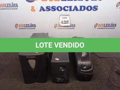 LOTE 438 - 03 NOBREAKS MARCAS E MODELOS DIVERSOS P/ RETIRADA DE PEÇAS. (NO ESTADO) ATENÇÃO! FAZER A VISITAÇÃO ANTES DE ARREMATAR, NÃO SABEMOS SE FUNCIONA. LEILÃO NÃO TEM GARANTIA E NEM DEVOLUÇÃO, SUJEITO A POSSÍVEIS AVARIAS VISÍVEIS/OCULTAS E/OU AUSÊNCIA DE COMPONENTES.