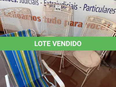 LOTE 474 - 03 CADEIRAS DE FERRO E 01 DOBRÁVEL. (NO ESTADO) ATENÇÃO! FAZER A VISITAÇÃO ANTES DE ARREMATAR, NÃO SABEMOS SE FUNCIONA. LEILÃO NÃO TEM GARANTIA E NEM DEVOLUÇÃO, SUJEITO A POSSÍVEIS AVARIAS VISÍVEIS/OCULTAS E/OU AUSÊNCIA DE COMPONENTES.