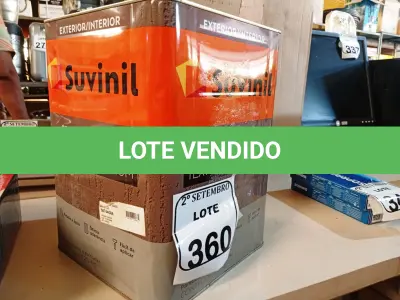 LOTE 360 - 01 LATA DE TINTA SUVINIL EFEITO RUSTICO TEXTURIZADO PRETO 25KG. (NO ESTADO) ATENÇÃO! FAZER A VISITAÇÃO ANTES DE ARREMATAR, NÃO SABEMOS SE FUNCIONA. LEILÃO NÃO TEM GARANTIA E NEM DEVOLUÇÃO, SUJEITO A POSSÍVEIS AVARIAS VISÍVEIS/OCULTAS E/OU AUSÊNCIA DE COMPONENTES.