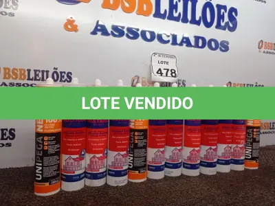 LOTE 478 - 09 CARTUCHOS DE SILICONE ACÉTICO MULTIUSO POLYFORT DE 250G CADA E 03 SACHES ADESIVOS E SELADORES MARCA UNIPEGA 600ML CADA.  (NO ESTADO) ATENÇÃO! FAZER A VISITAÇÃO ANTES DE ARREMATAR, NÃO SABEMOS SE FUNCIONA. LEILÃO NÃO TEM GARANTIA E NEM DEVOLUÇÃO, SUJEITO A POSSÍVEIS AVARIAS VISÍVEIS/OCULTAS E/OU AUSÊNCIA DE COMPONENTES.