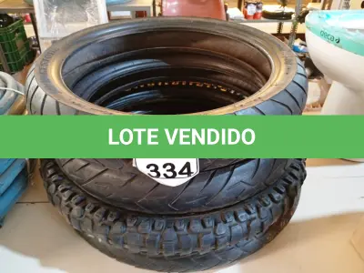 LOTE 334 - 04 PNEUS DE MOTO USADOS COM NUMERAÇÕES DIVERSAS. (NO ESTADO) ATENÇÃO! FAZER A VISITAÇÃO ANTES DE ARREMATAR, NÃO SABEMOS SE FUNCIONA. LEILÃO NÃO TEM GARANTIA E NEM DEVOLUÇÃO, SUJEITO A POSSÍVEIS AVARIAS VISÍVEIS/OCULTAS E/OU AUSÊNCIA DE COMPONENTES.